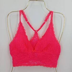 Victoria's Secret Lace Racerback Bralette Womens Large Pink Summer Boho Chic